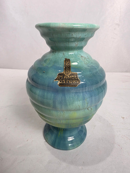 Vtg. Stangl Pottery Teal/Green Drip Vase