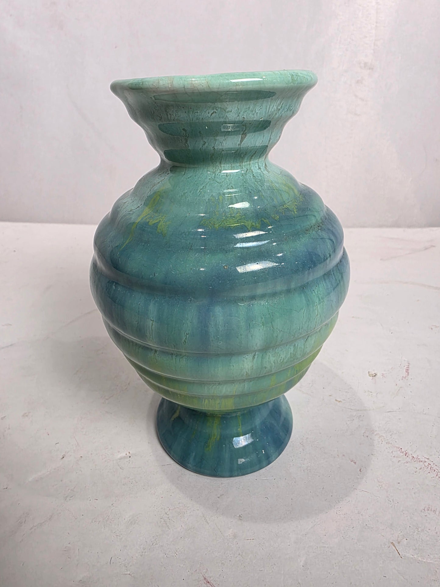 Vtg. Stangl Pottery Teal/Green Drip Vase
