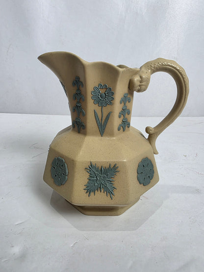 Antq. Sprig-Molded Stoneware Pitcher