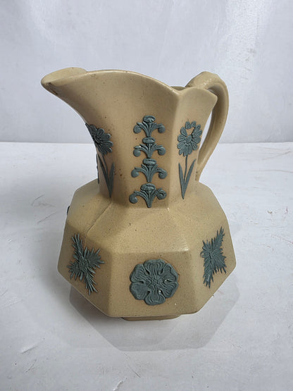 Antq. Sprig-Molded Stoneware Pitcher