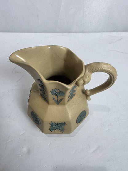 Antq. Sprig-Molded Stoneware Pitcher
