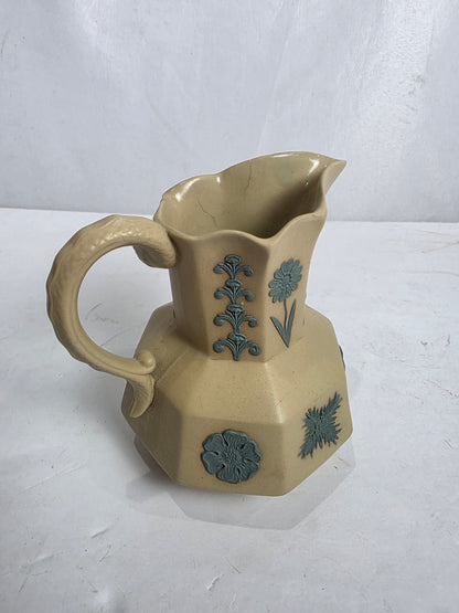 Antq. Sprig-Molded Stoneware Pitcher