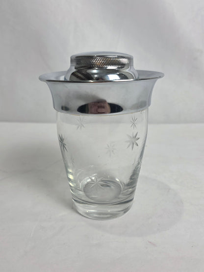 Vtg. MCM Etched Cocktail Shaker