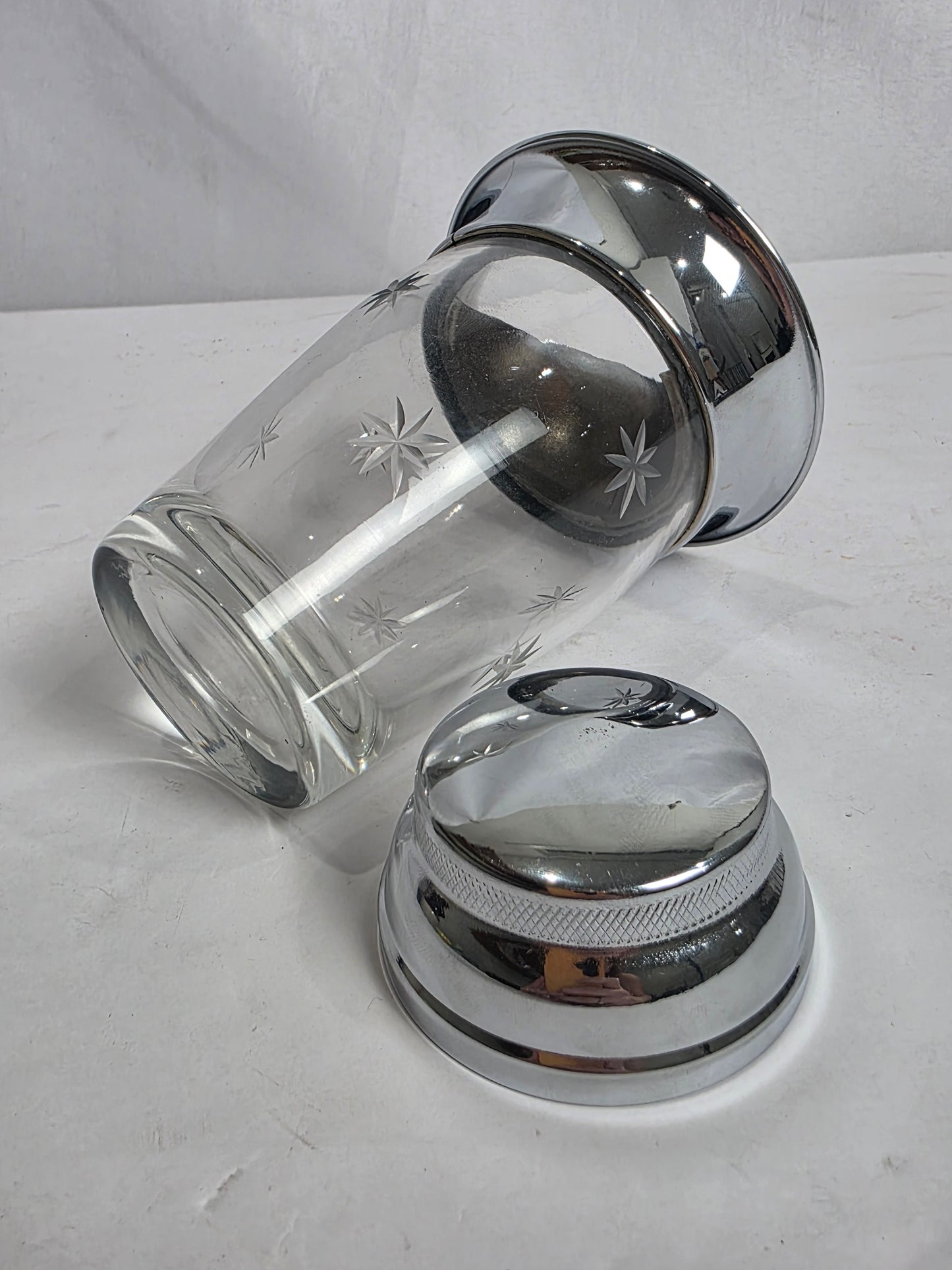 Vtg. MCM Etched Cocktail Shaker