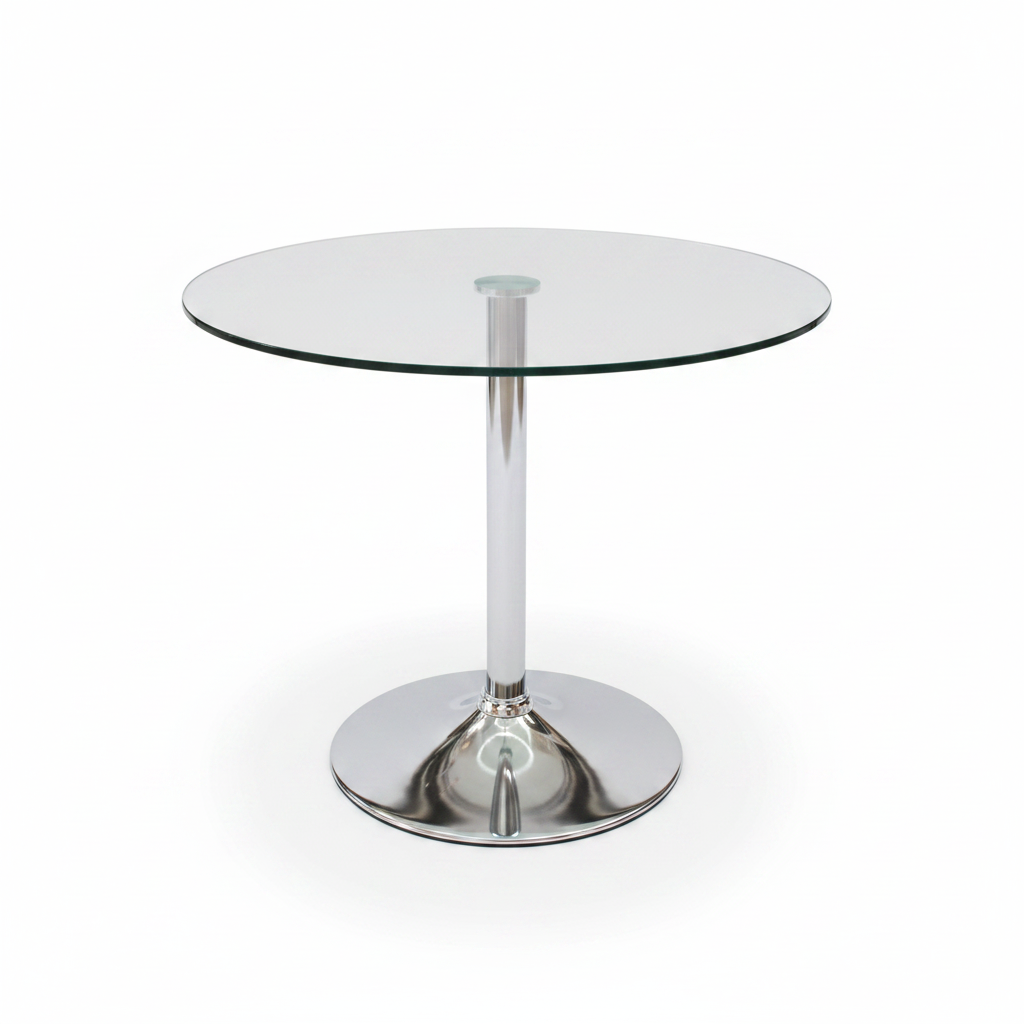 Vtg. MCM Glass/Chrome Round Table