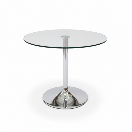 Vtg. MCM Glass/Chrome Round Table