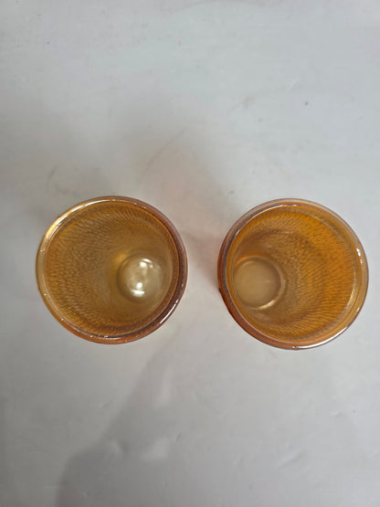 Set of 2 Vtg. Orange Carnival Glass Tumblers