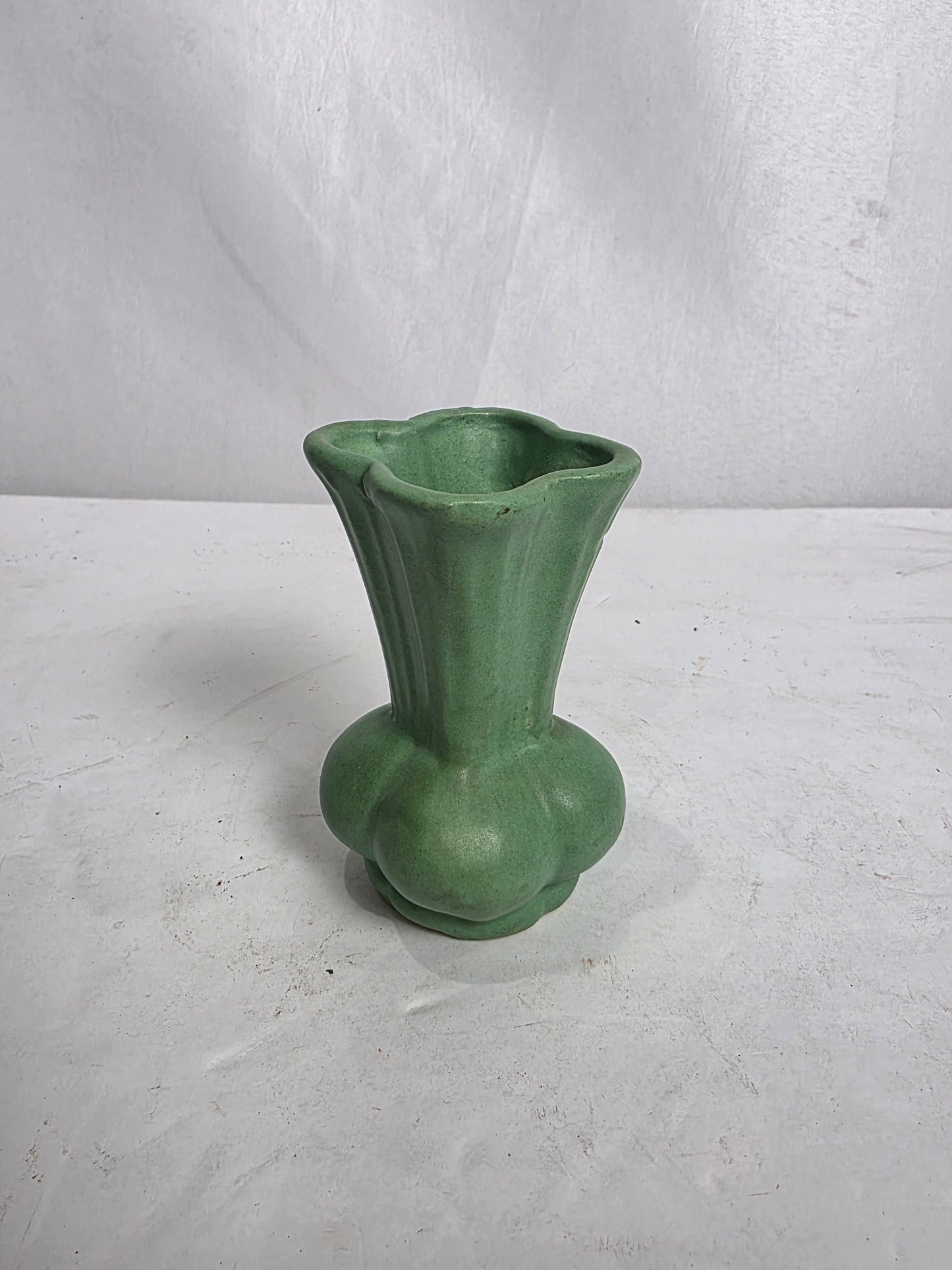 Vtg. Matte Green Bud Vase