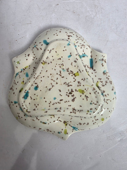 Vtg. MCM Teal/Green Speckled Ashtray