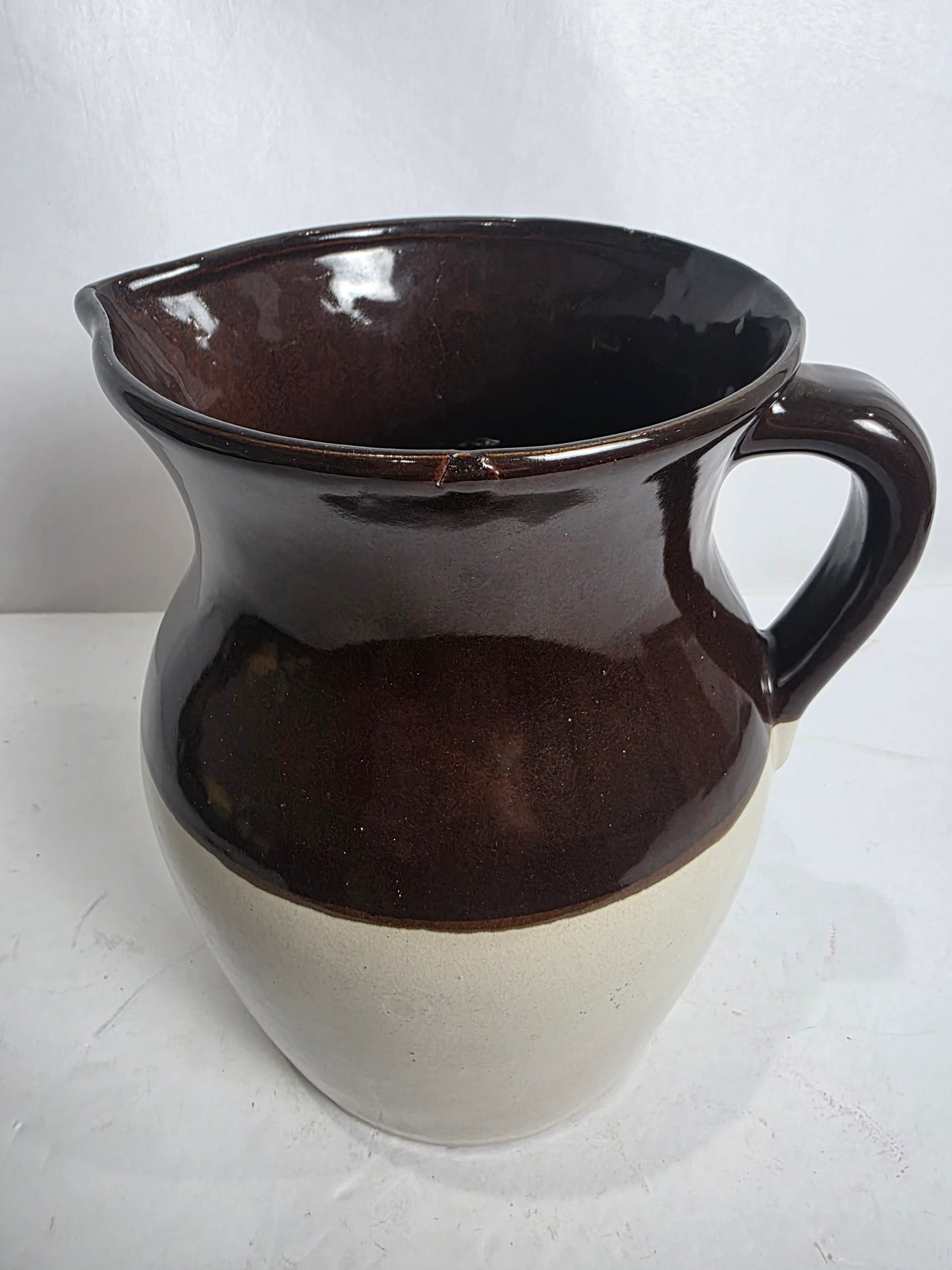 Vtg. Large Brown/Cream Pitcher
