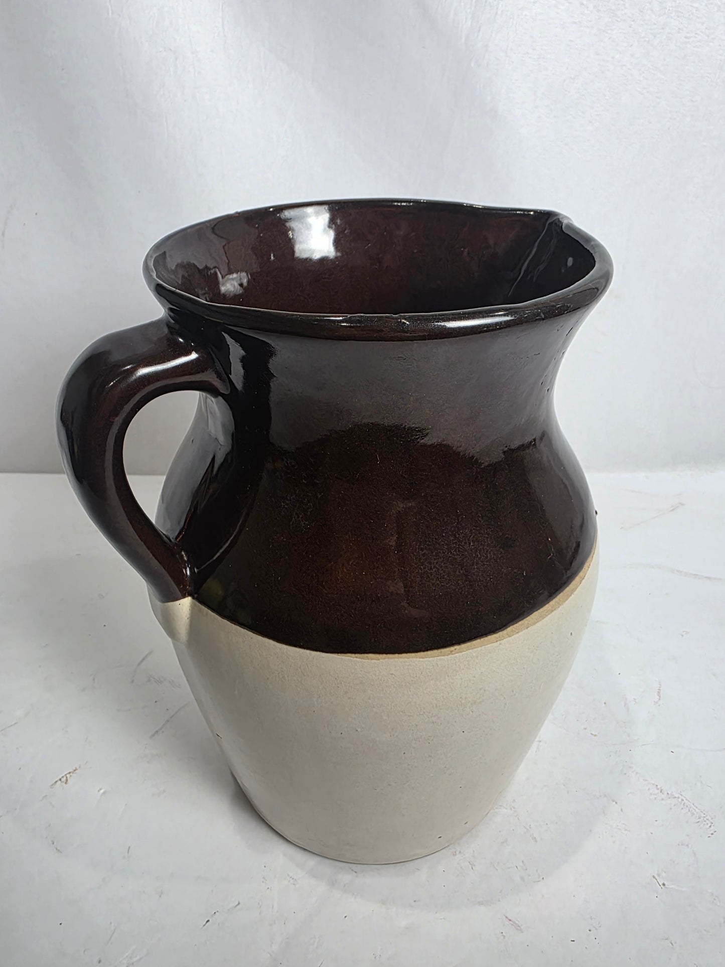 Vtg. Large Brown/Cream Pitcher