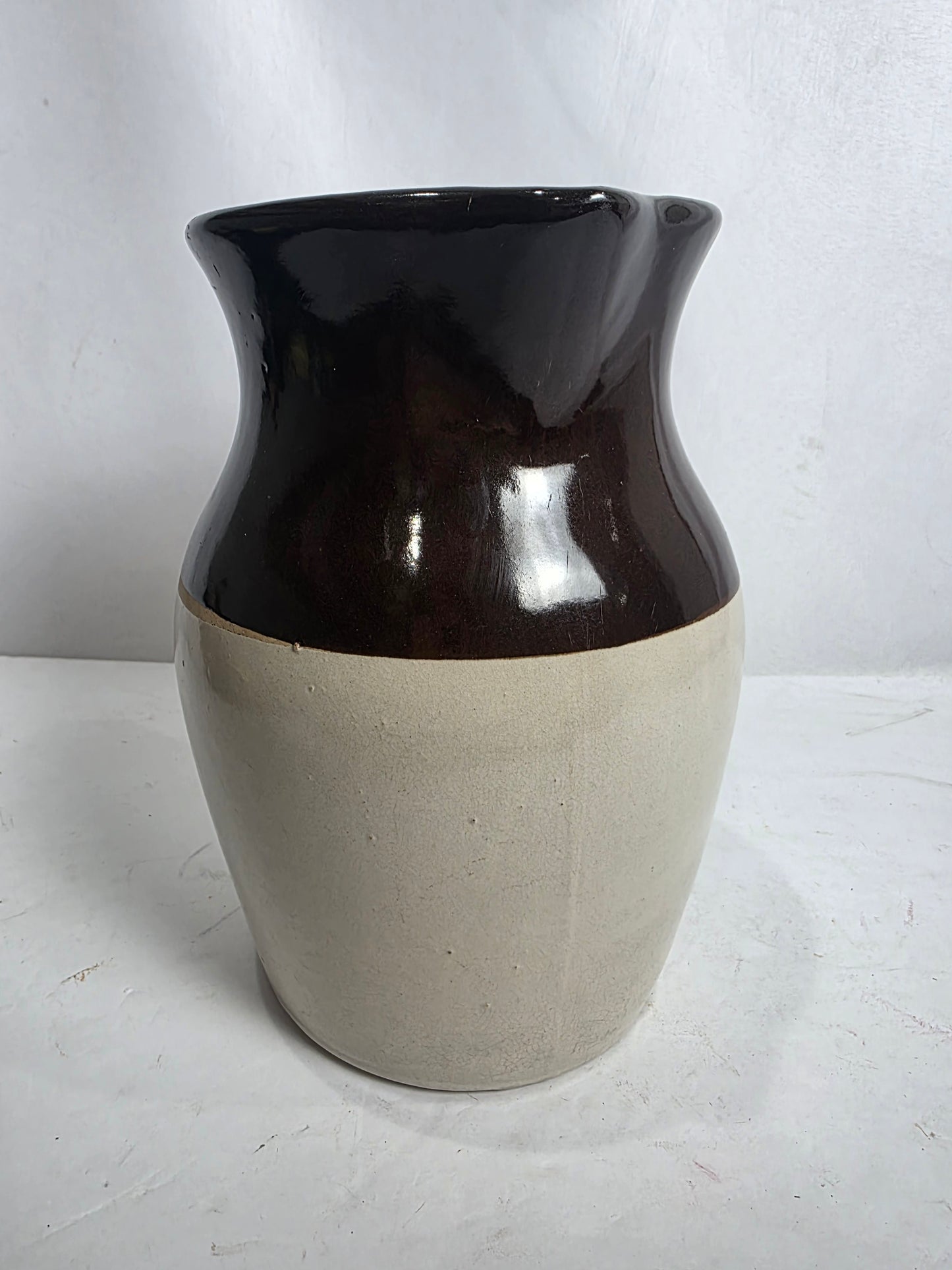Vtg. Large Brown/Cream Pitcher