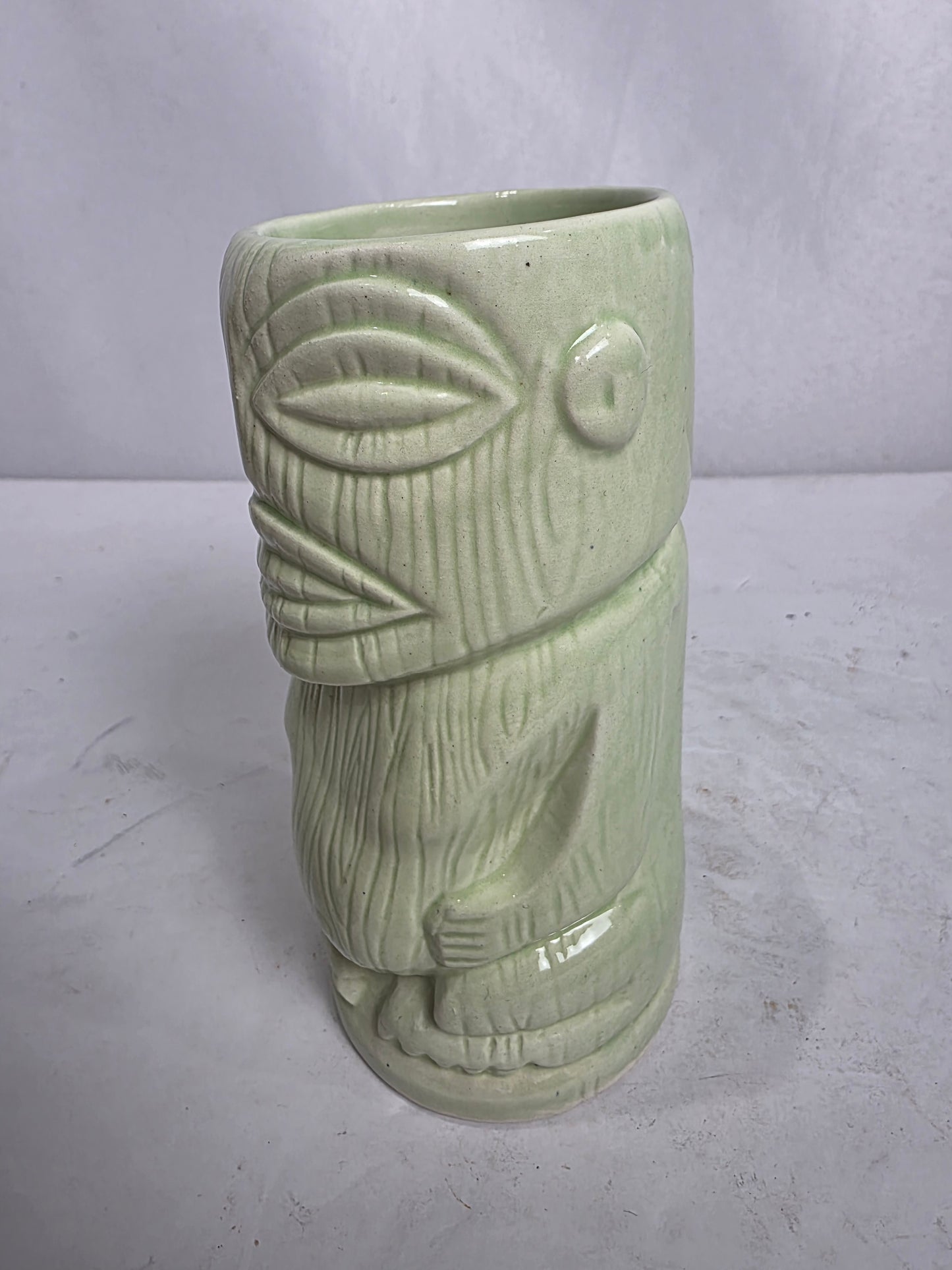 Vtg. Green Tiki Mug