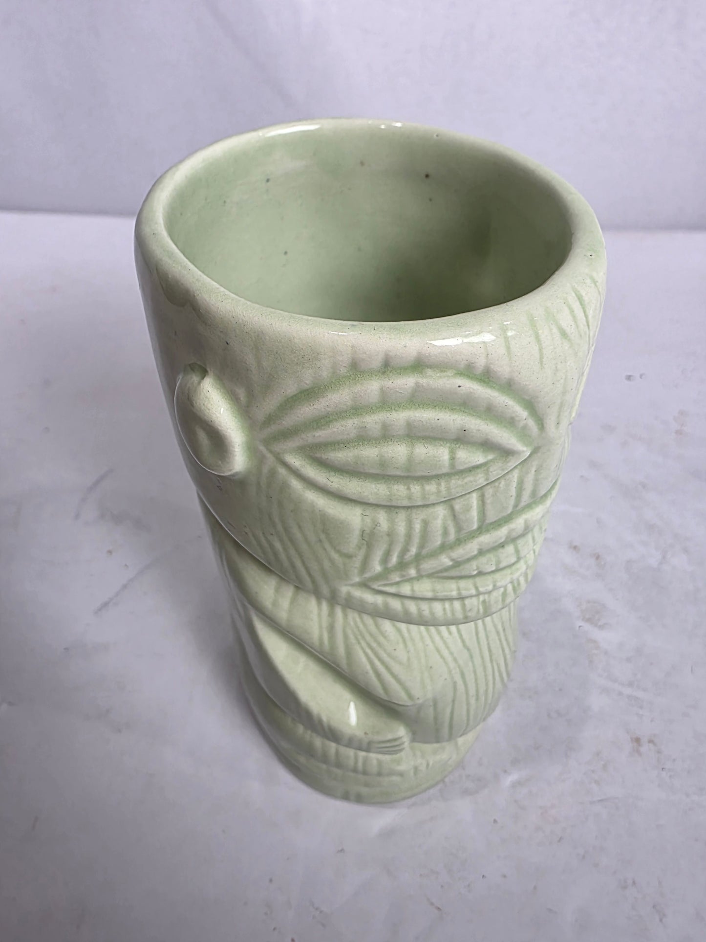 Vtg. Green Tiki Mug