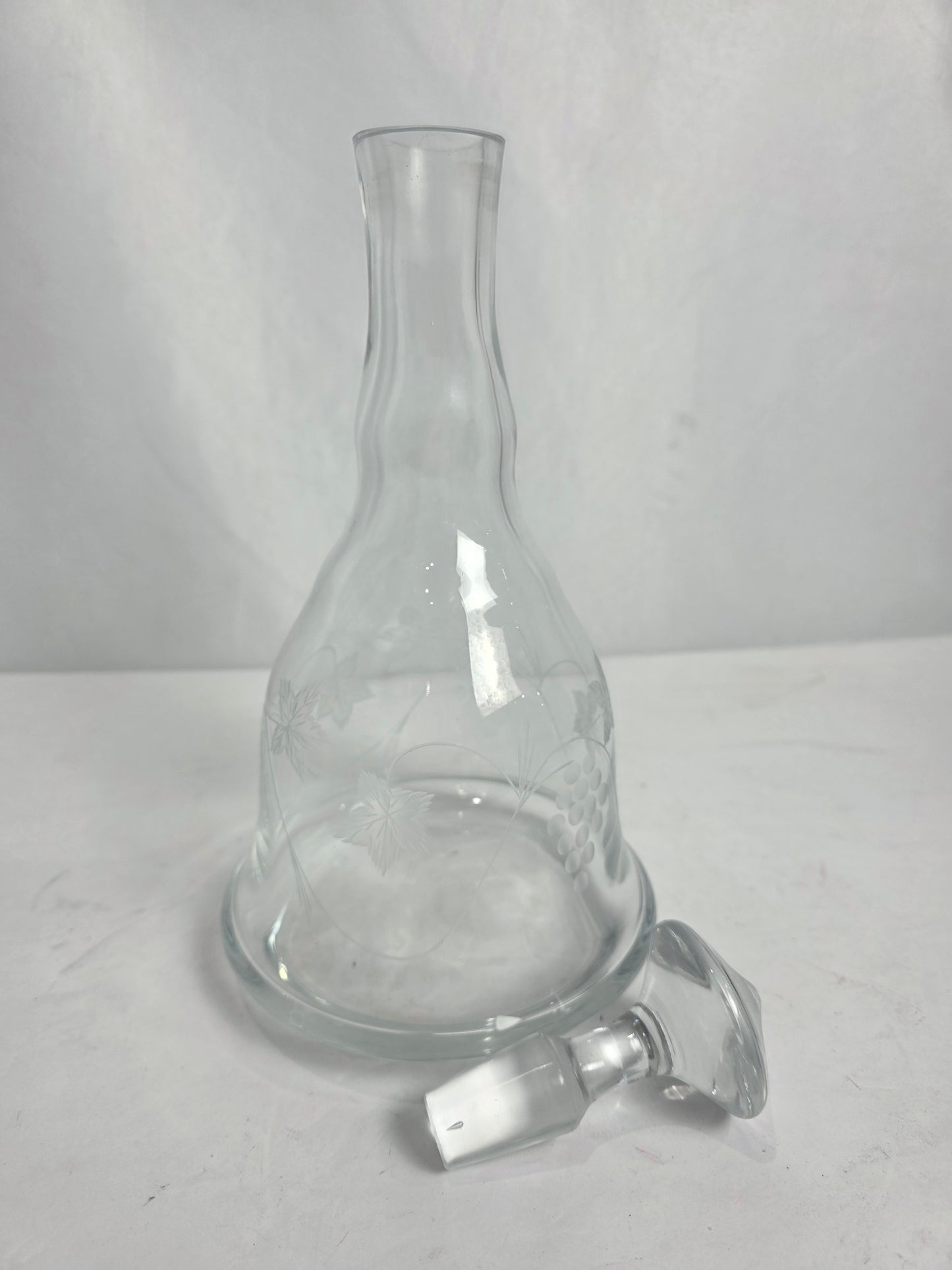 Vtg. Etched Glass Grape Decanter