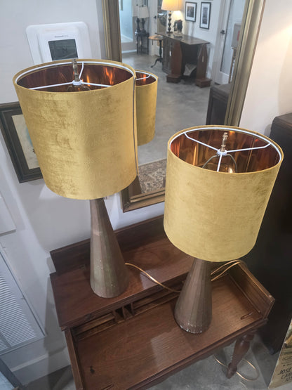 Vtg. MCM Copper Lamp Set (2)