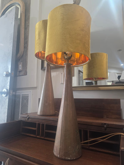 Vtg. MCM Copper Lamp Set (2)