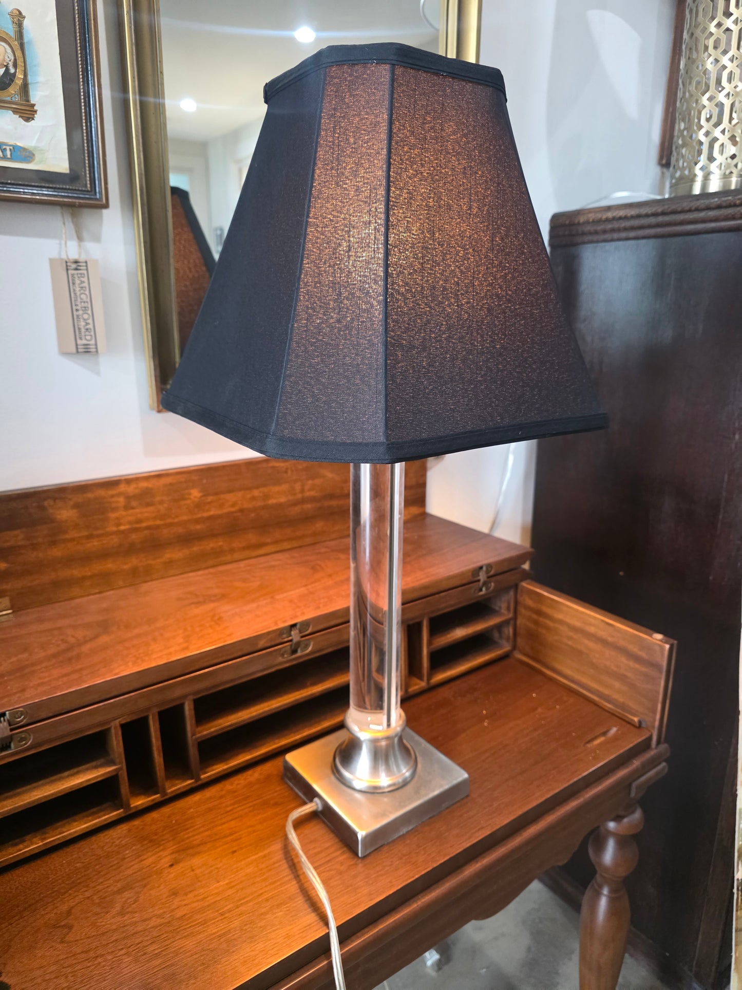 Vtg. Clear Glass/Metal Lamp