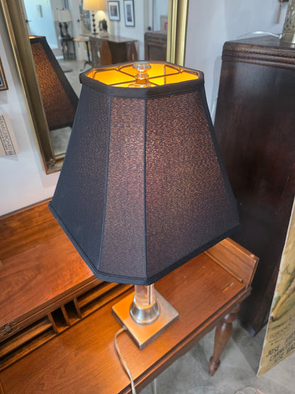 Vtg. Clear Glass/Metal Lamp