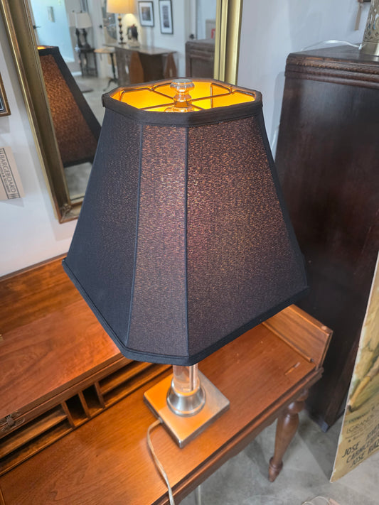 Vtg. Clear Glass/Metal Lamp
