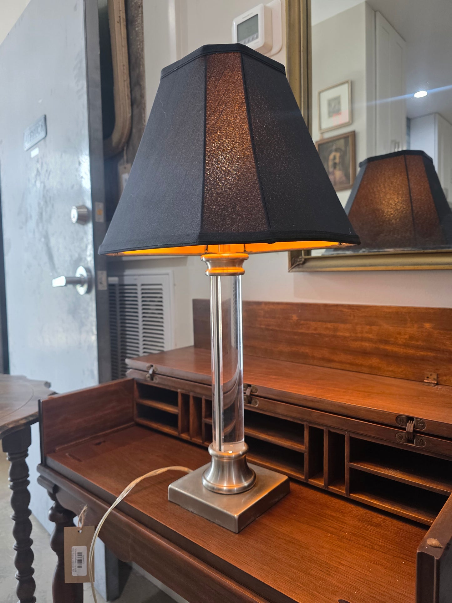 Vtg. Clear Glass/Metal Lamp