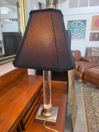 Vtg. Clear Glass/Metal Lamp
