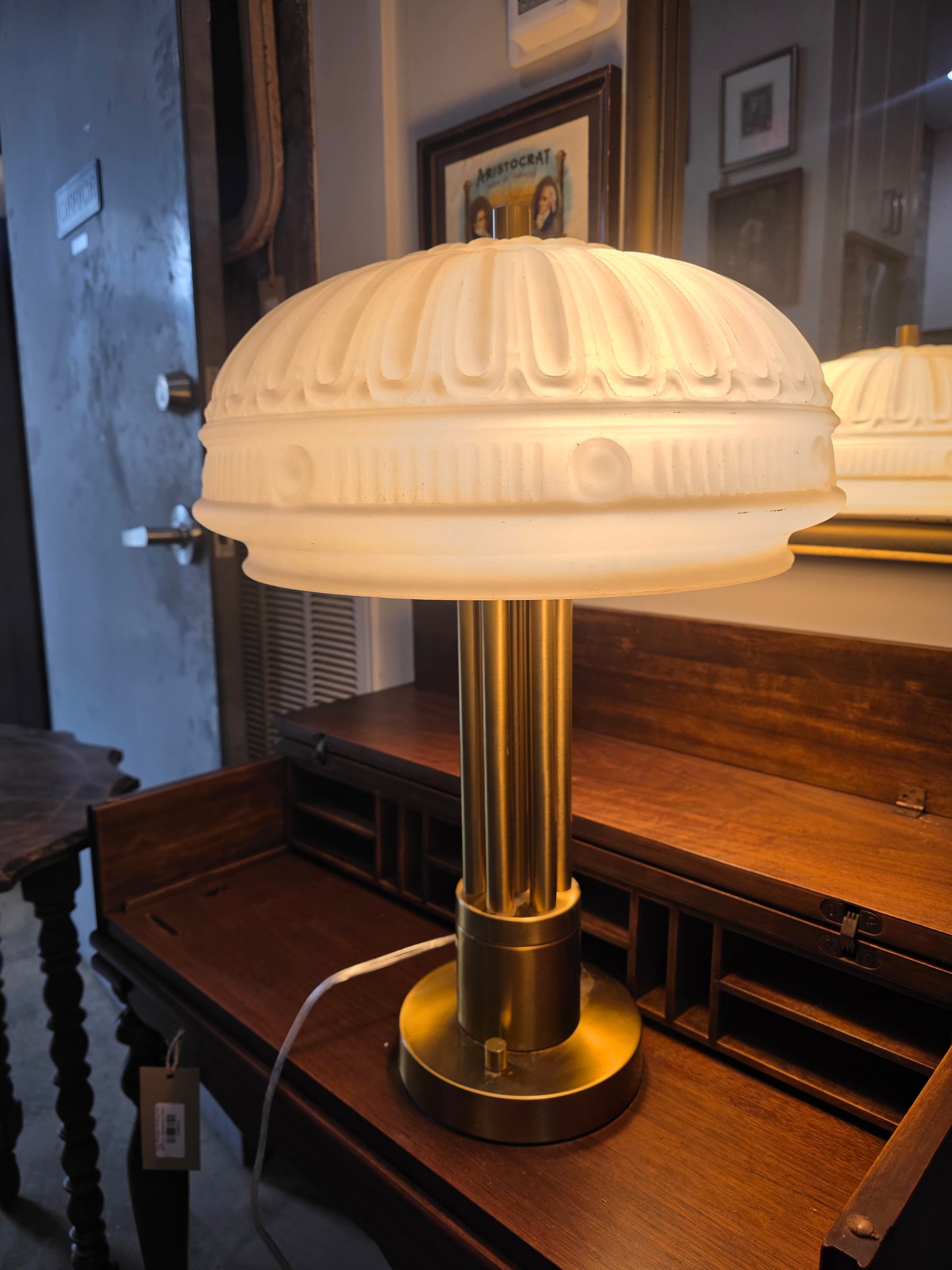 Bargeboard Original Brass Lamp with Art Deco Shade