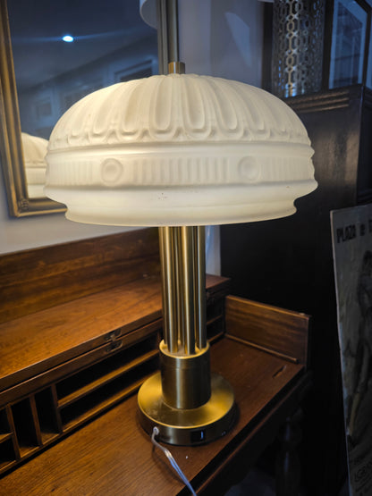 Bargeboard Original Brass Lamp with Art Deco Shade
