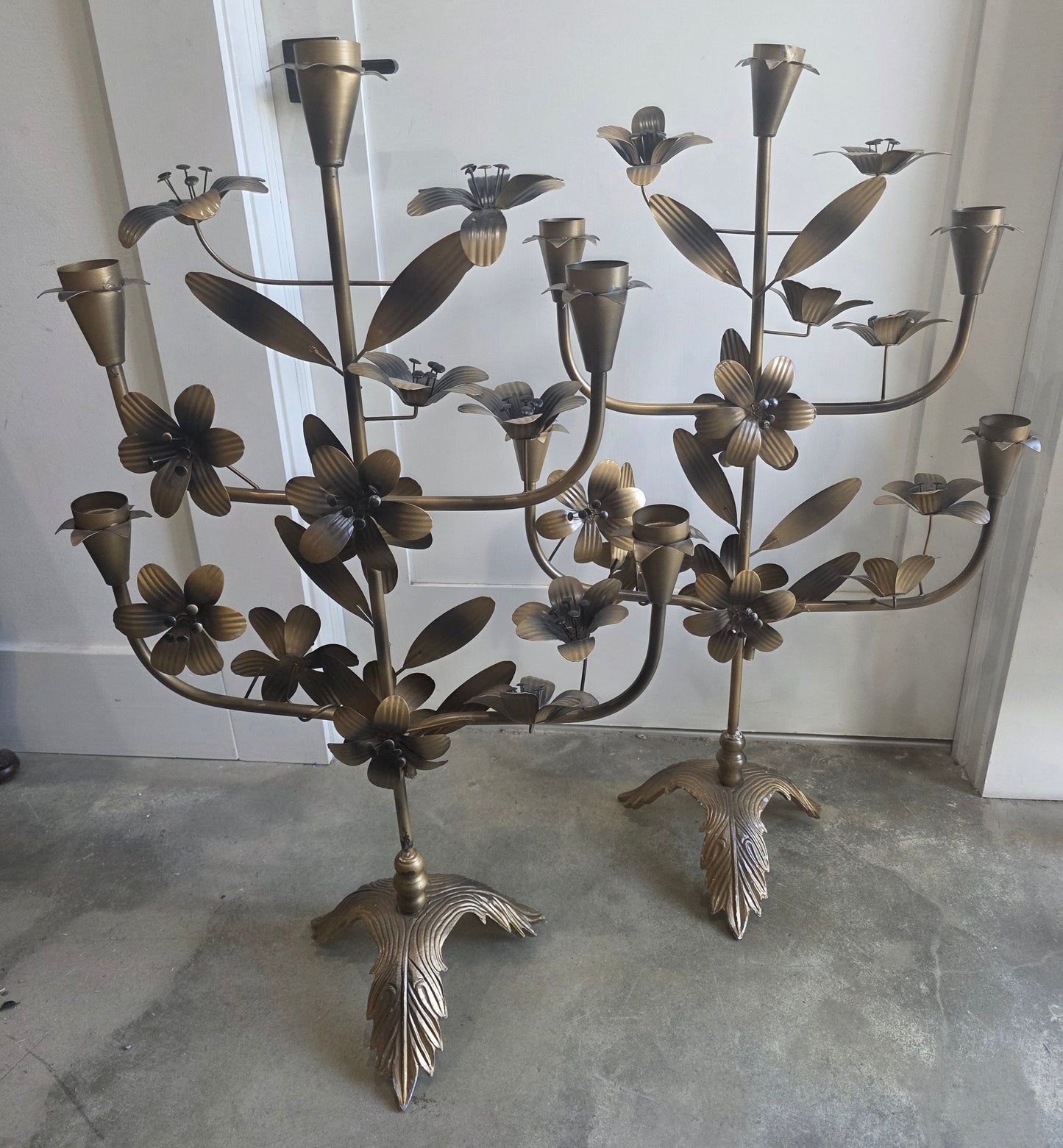 Vtg. Floral Candelabra Set (2)
