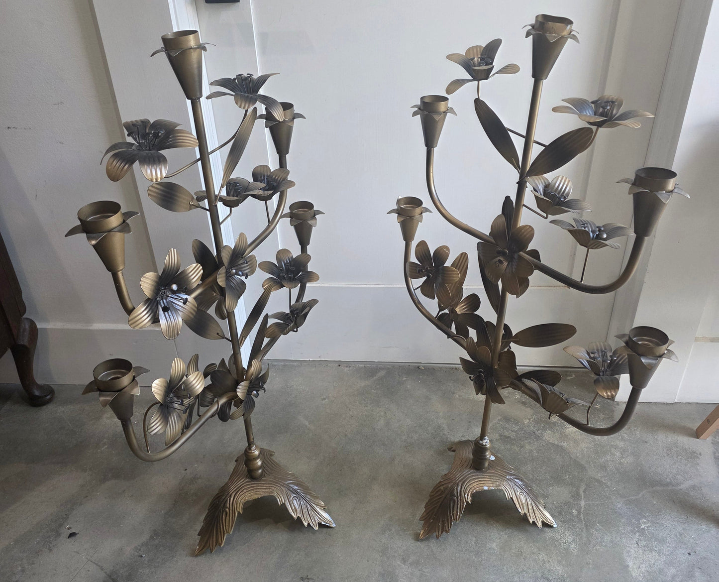 Vtg. Floral Candelabra Set (2)