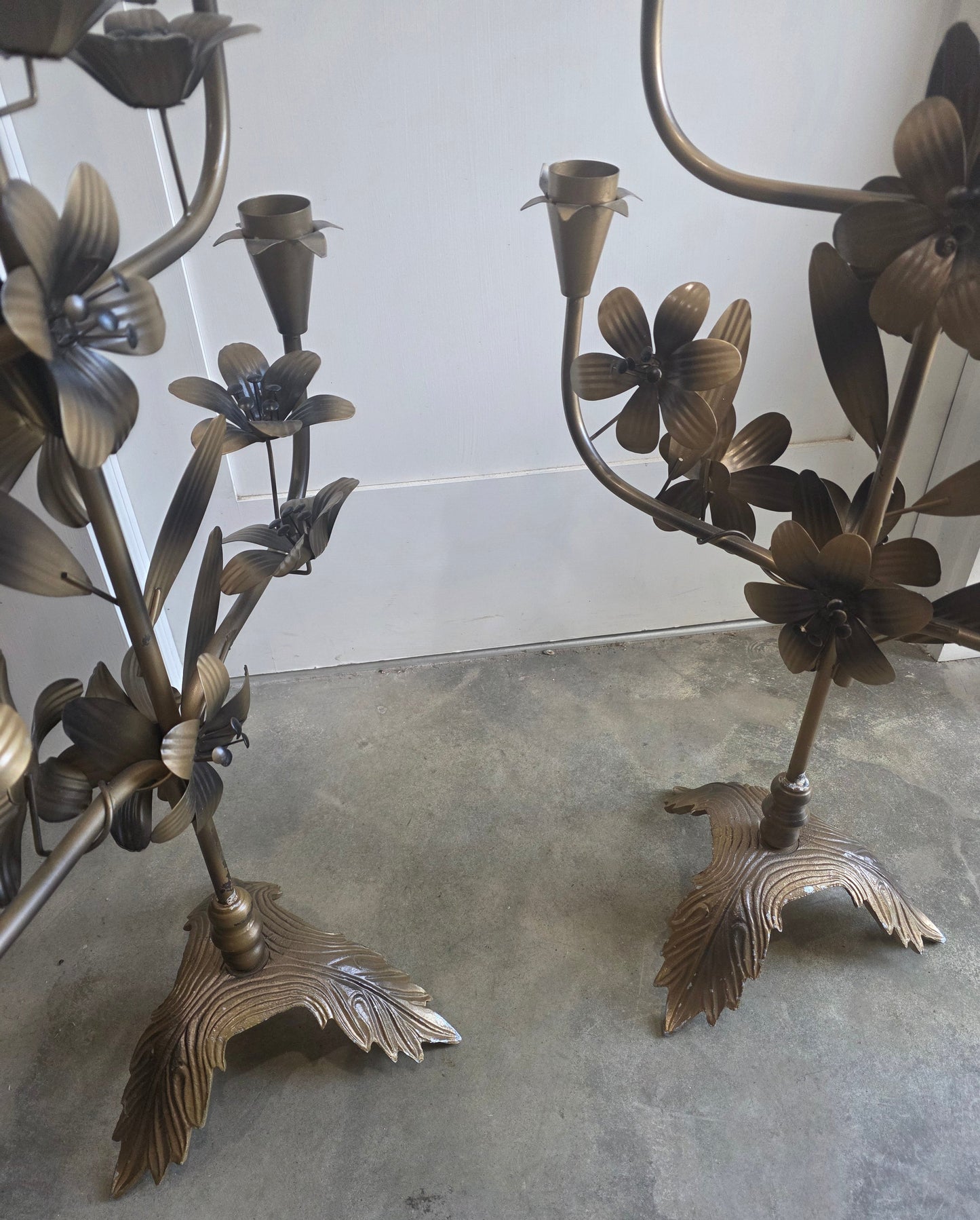 Vtg. Floral Candelabra Set (2)