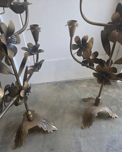 Vtg. Floral Candelabra Set (2)