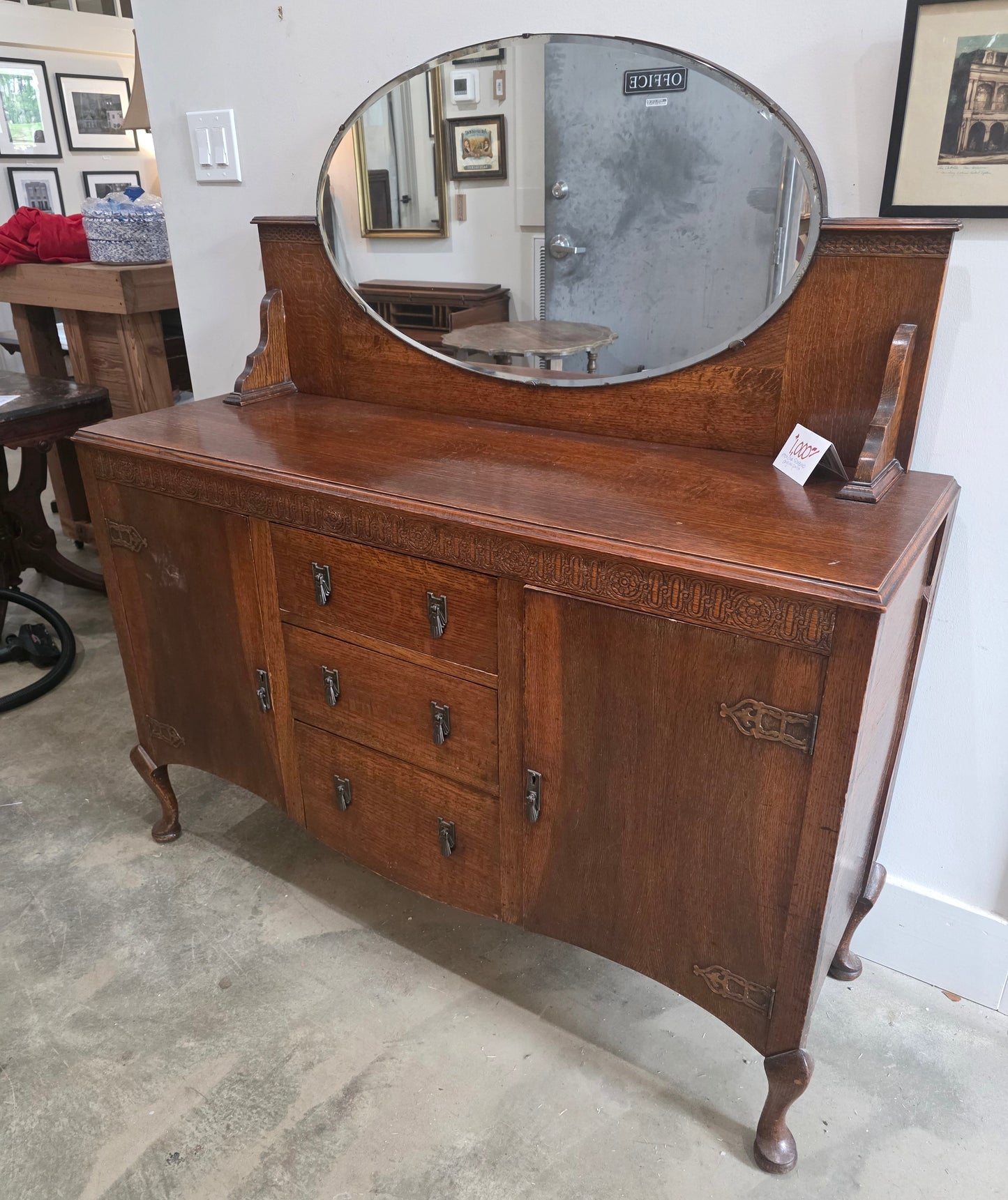 Antq. 1930s Oak Sideboard