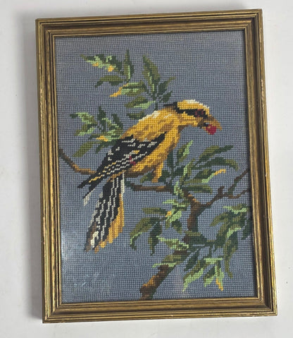 Vtg. Embroidered Yellow Bird