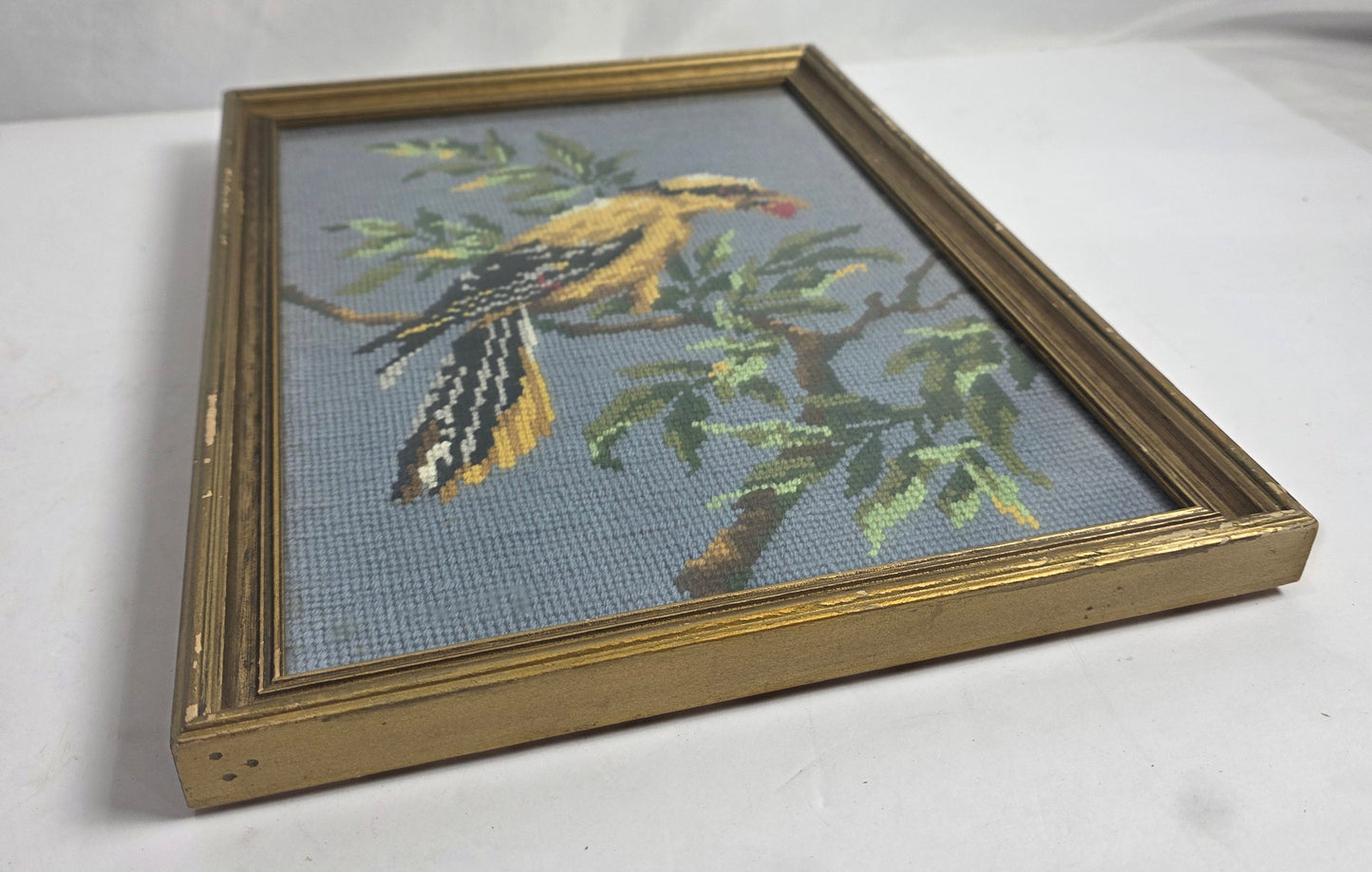 Vtg. Embroidered Yellow Bird