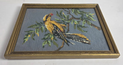 Vtg. Embroidered Yellow Bird