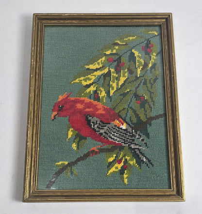 Vtg. Embroidered Red Bird
