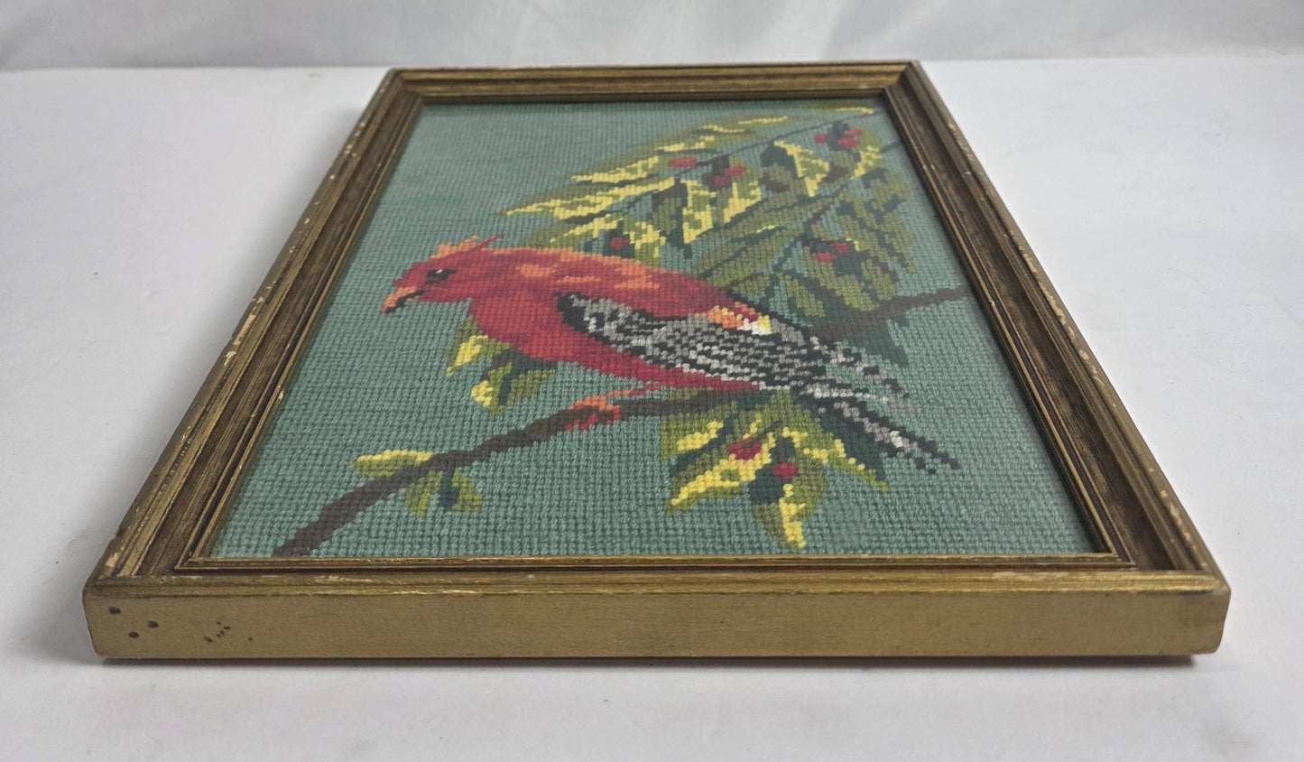 Vtg. Embroidered Red Bird
