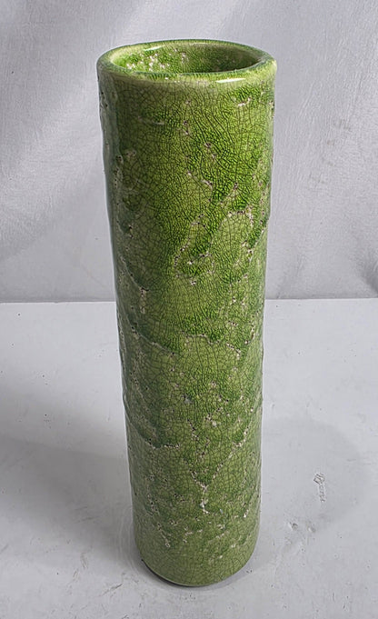 Vtg. Lime Green Ceramic Vase w/ Crackle Glaze