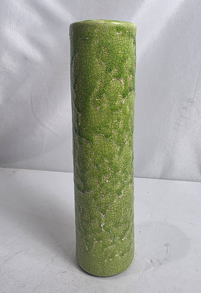 Vtg. Lime Green Ceramic Vase w/ Crackle Glaze