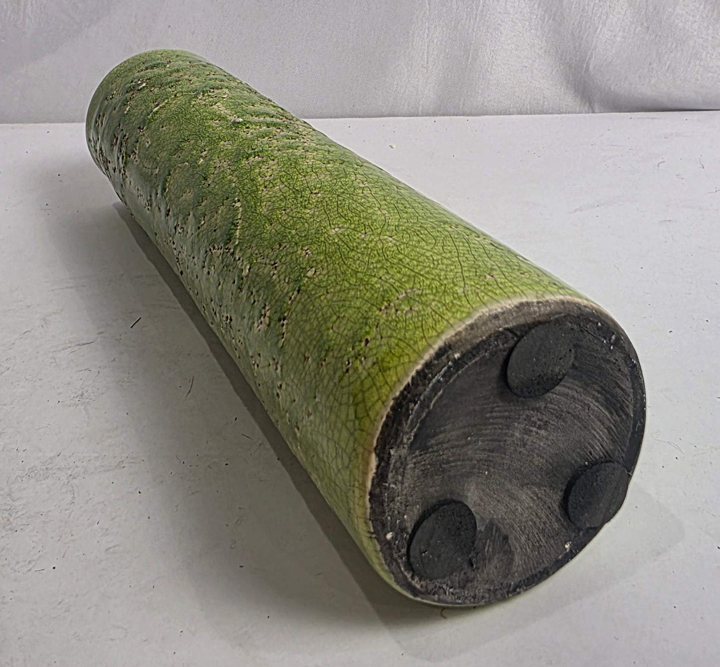 Vtg. Lime Green Ceramic Vase w/ Crackle Glaze