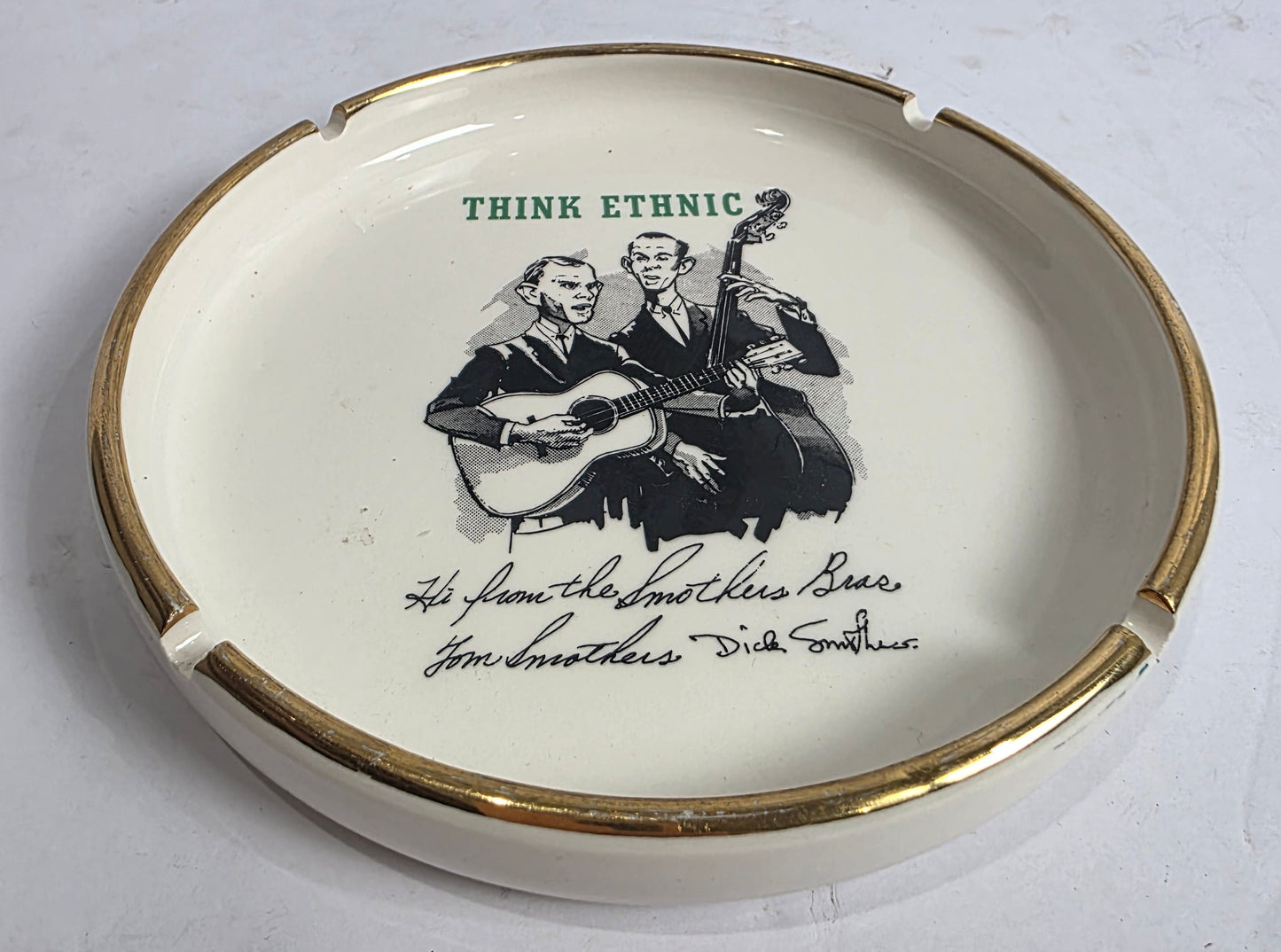 Vtg. "Think Ethnic" Smothers Brothers Ashtray