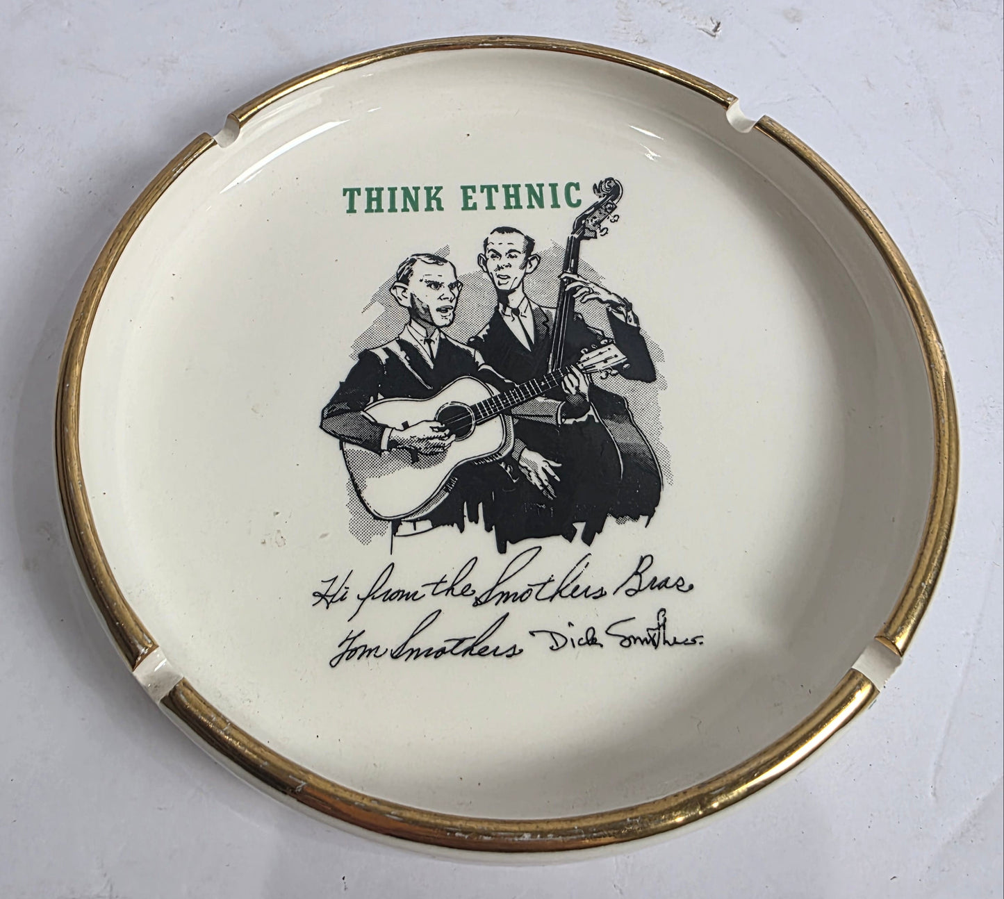 Vtg. "Think Ethnic" Smothers Brothers Ashtray