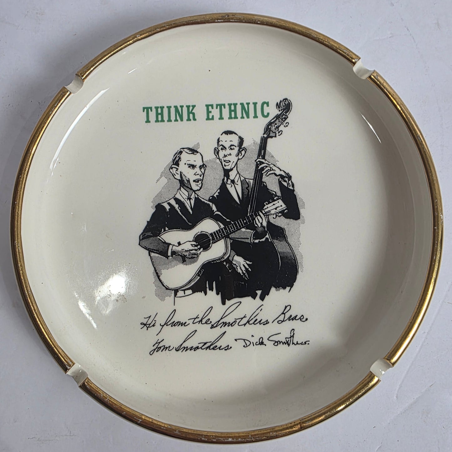 Vtg. "Think Ethnic" Smothers Brothers Ashtray