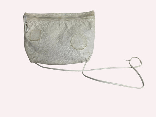 Vintage Carlos Falchi white leather Buffalo shoulder bag CSHW