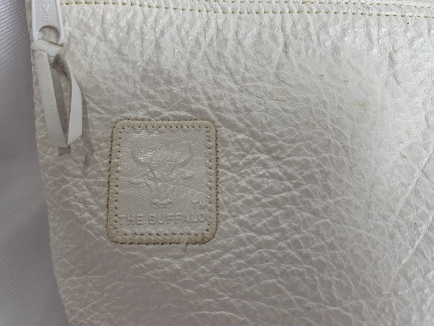 Vintage Carlos Falchi white leather Buffalo shoulder bag CSHW