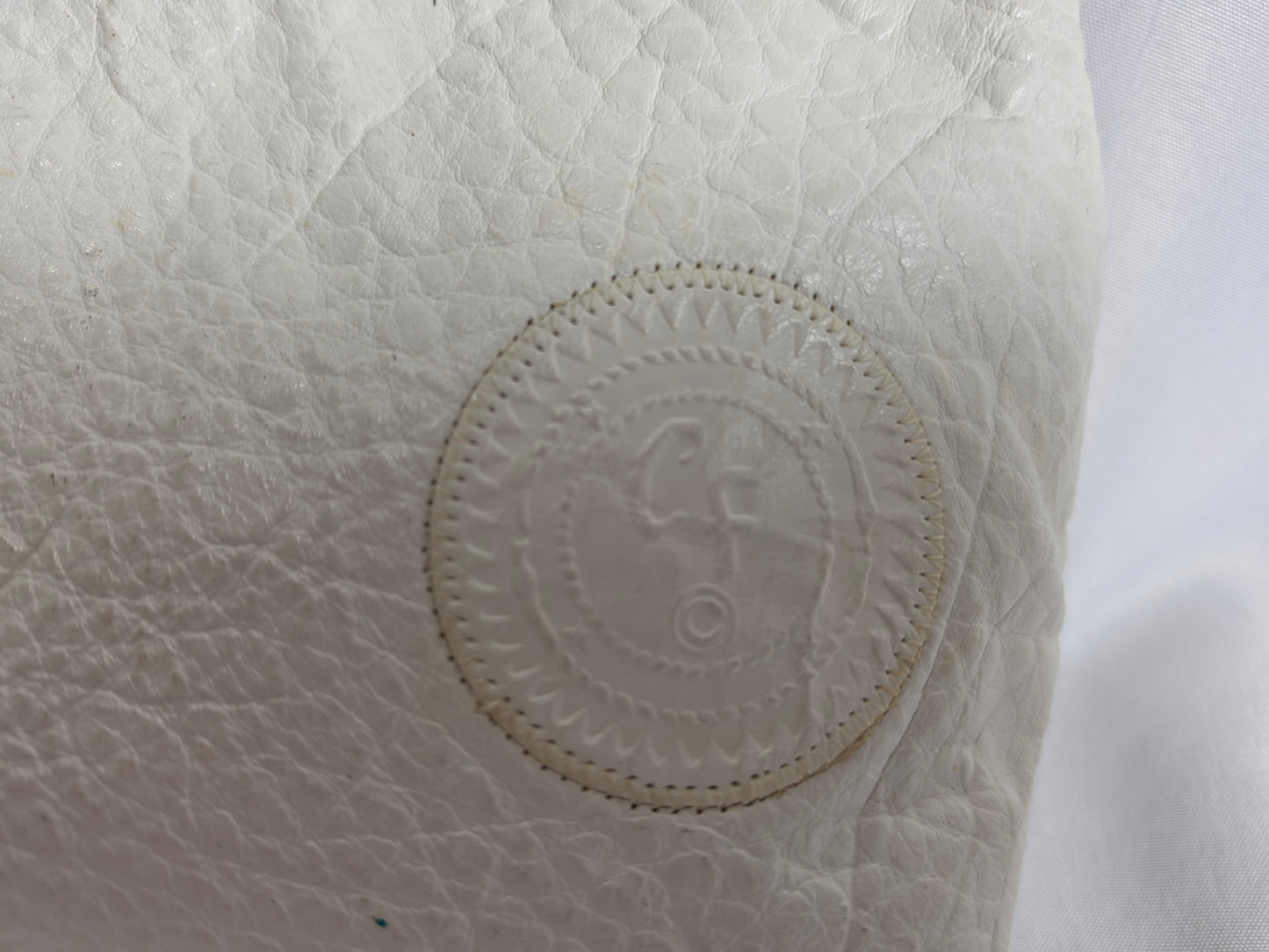 Vintage Carlos Falchi white leather Buffalo shoulder bag CSHW