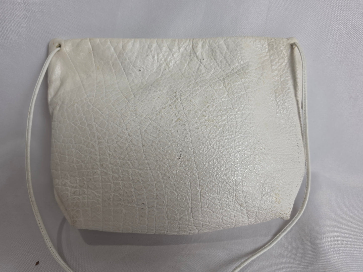 Vintage Carlos Falchi white leather Buffalo shoulder bag CSHW