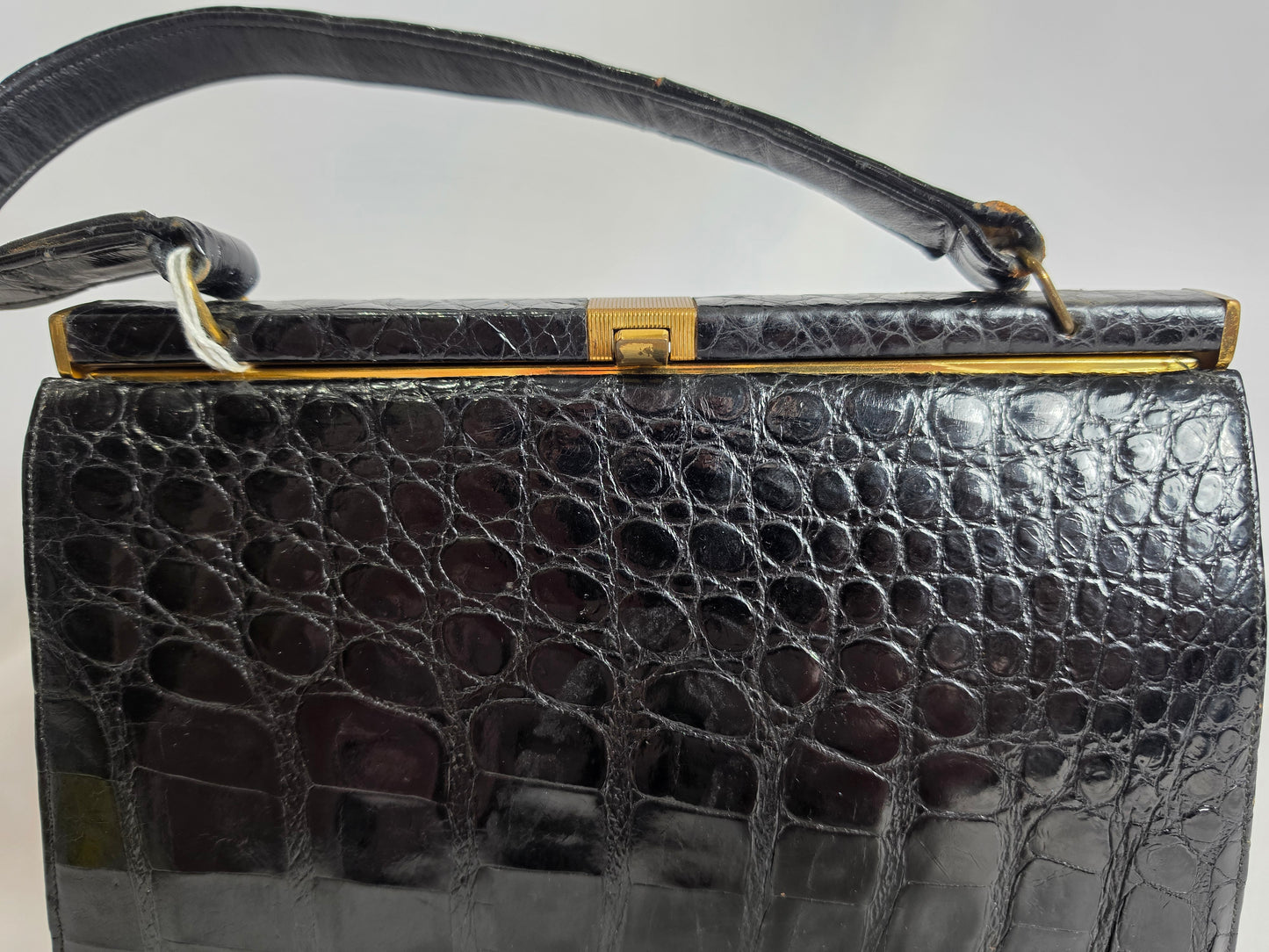 vintage 1950's Bellestone black alligator shoulder bag CSHW