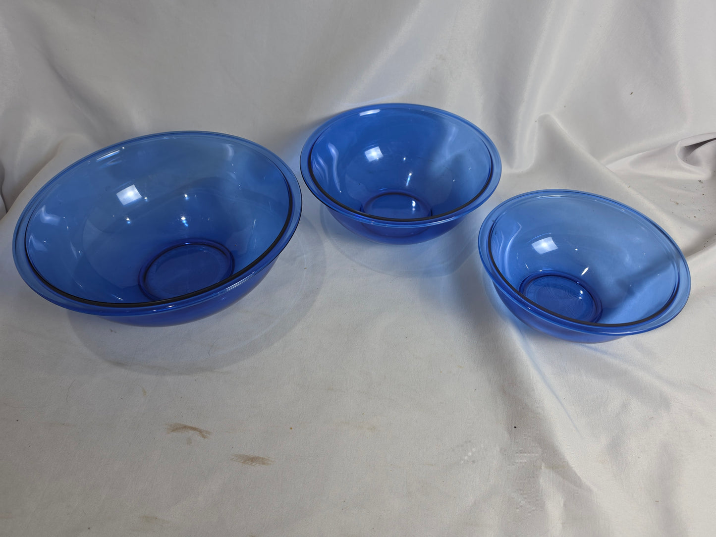 1950's Blue Pyrex nesting mixing bowl set CSHW
